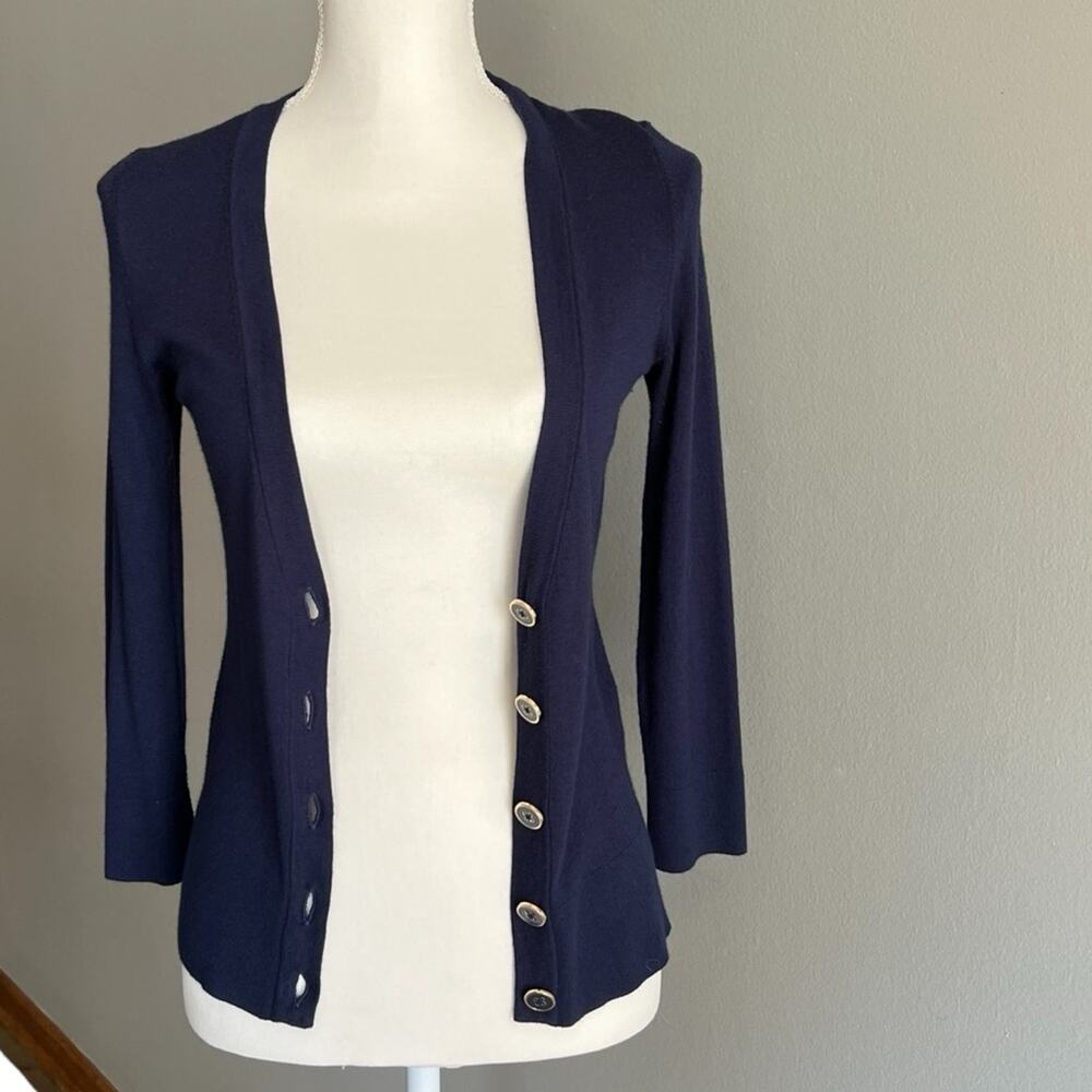 Lilly Pulitzer Navy Cardigan with Navy and Gold Toned Buttons Size Small